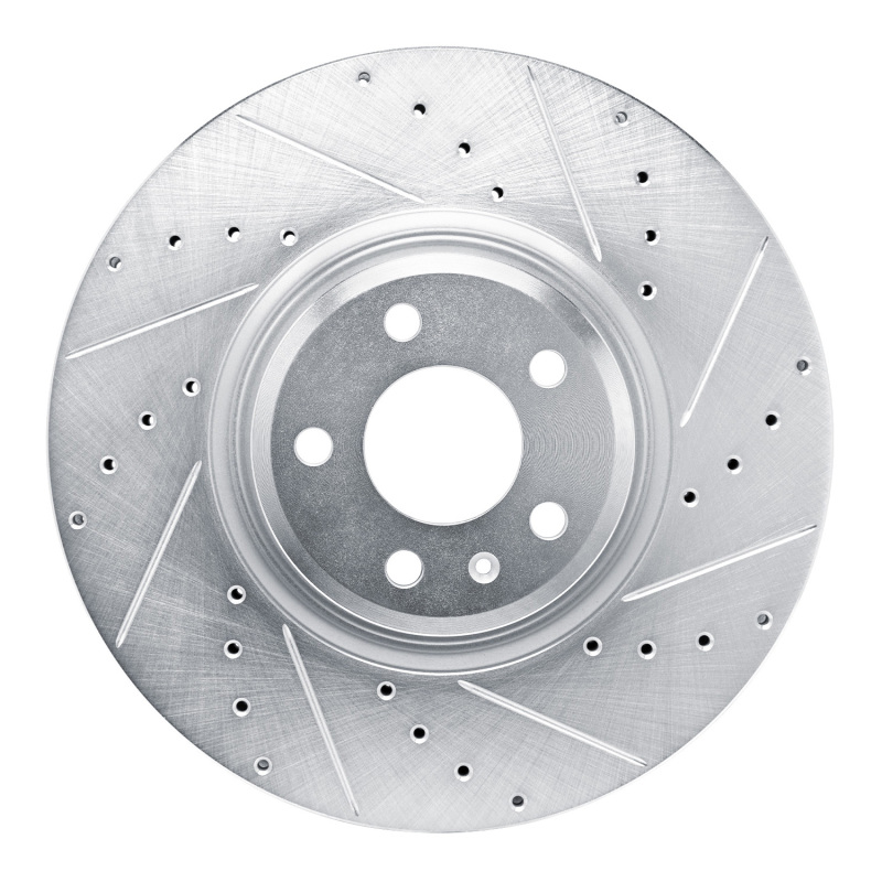 Audi SQ5 Sportback Brake Rotor (1) - Front Right - R1 Concepts - Drilled & Slotted - Silver - `18-`25 Audi SQ5 Sportback Brake Rotor (1) - Front Right - R1 Concepts - Drilled & Slotted - Silver - `18-`25